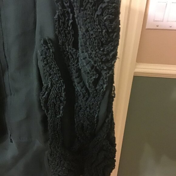 Catherine Malandrino Forest Green Dress with Shirred Sleeves - Picture 2 of 4